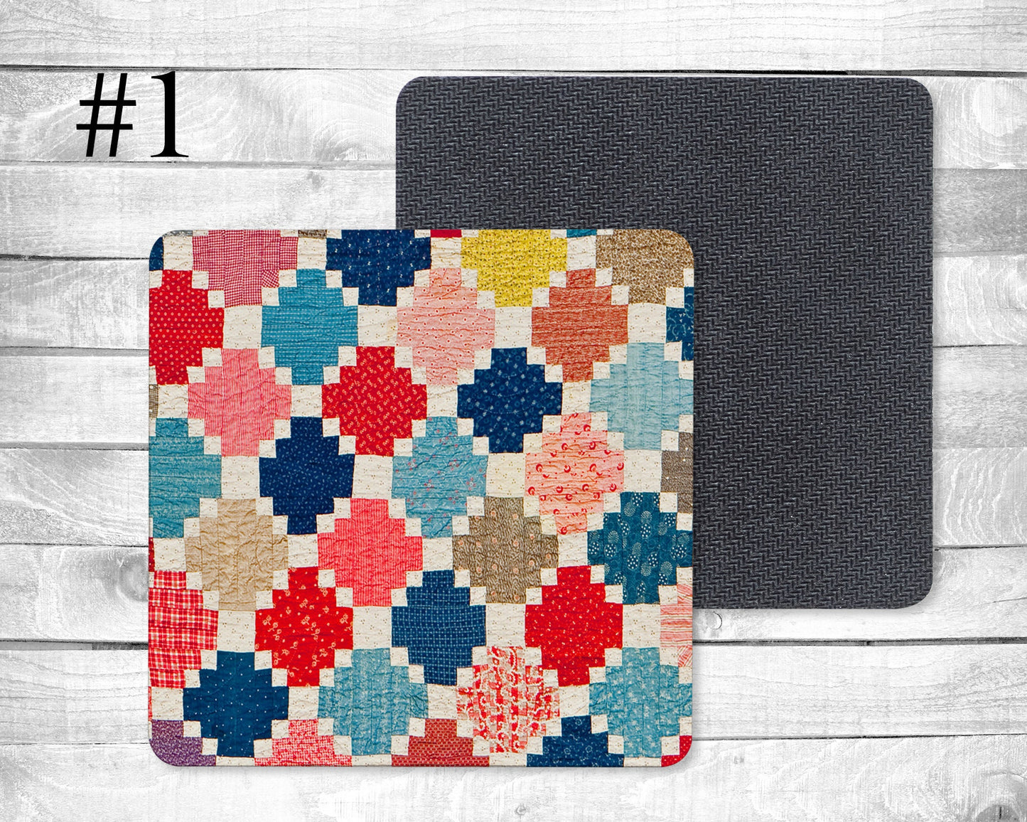 Quilting Fun Absorbent Drink Coasters - Individual or set of 4 - Non-Slip Base - Neoprene
