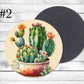 Cactus Absorbent Drink Coasters - Individual or set of 4 - Non-Slip Base - Neoprene