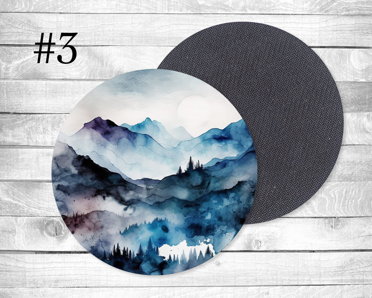 Blue Mountains Absorbent Drink Coasters - Individual or set of 4 - Non-Slip Base - Neoprene