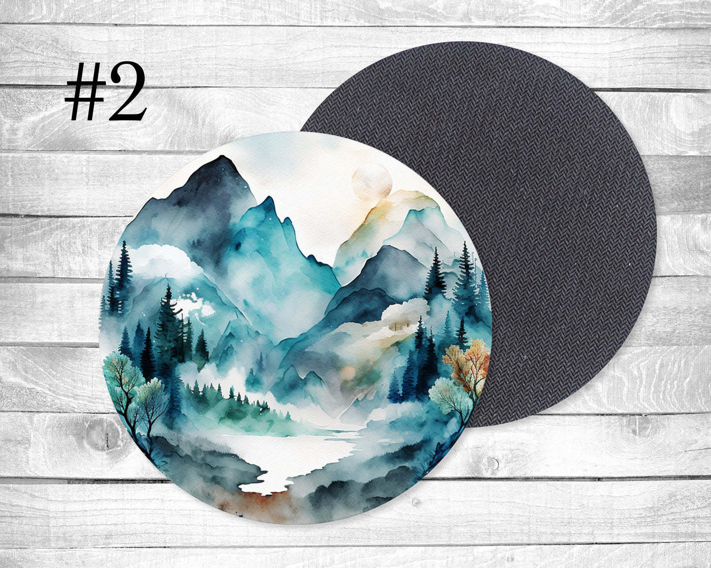 Blue Mountains Absorbent Drink Coasters - Individual or set of 4 - Non-Slip Base - Neoprene