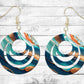 Copper and Blue Paint Styled Pierced Earrings - Permanent Design - Silver or Gold Hardware