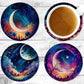Mystical Moon Absorbent Drink Coasters - Individual or set of 4 - Non-Slip Base - Neoprene