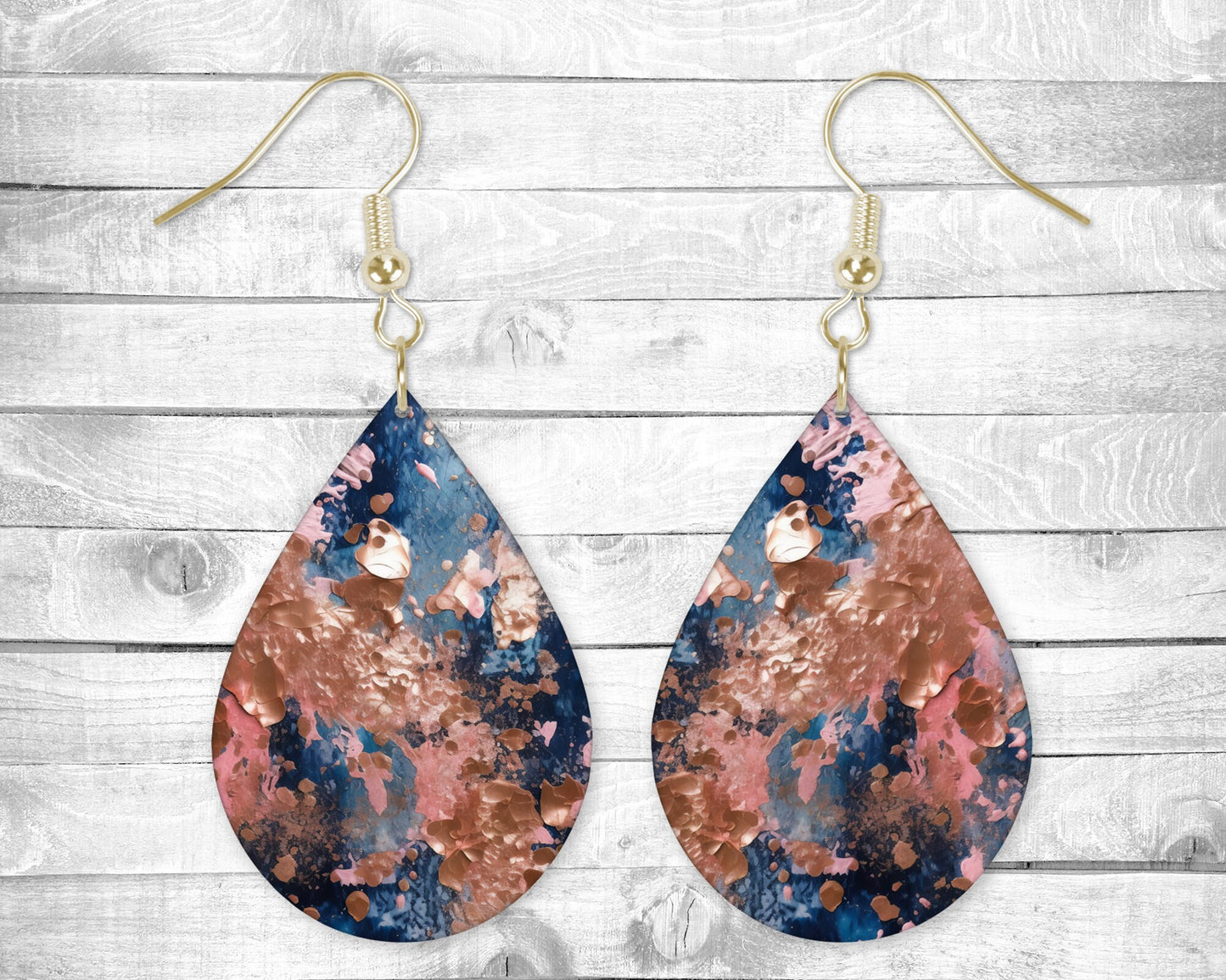 Oil Painted Style Pierced Earrings - Permanent Design - Silver or Gold Hardware