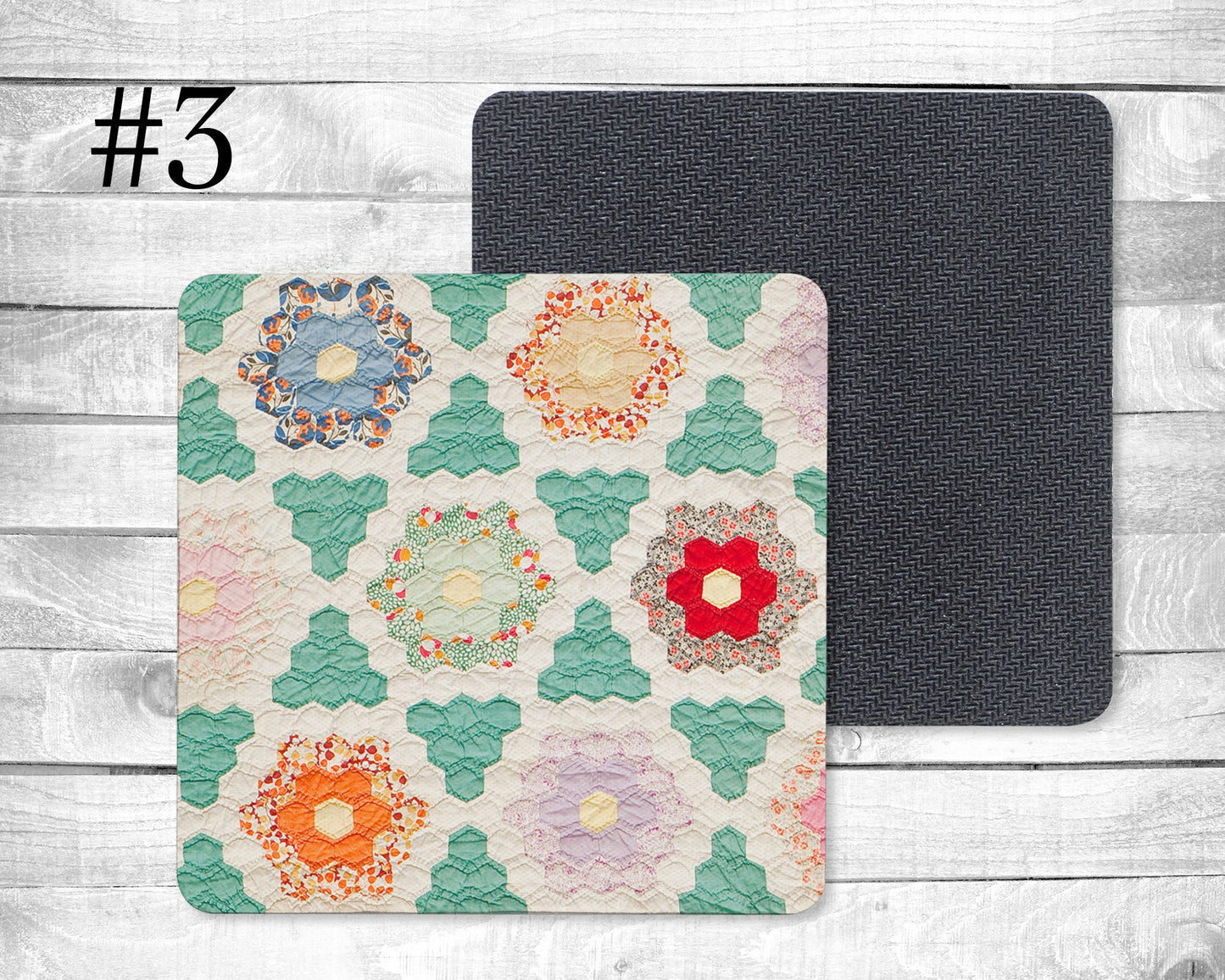 Quilting Fun Absorbent Drink Coasters - Individual or set of 4 - Non-Slip Base - Neoprene