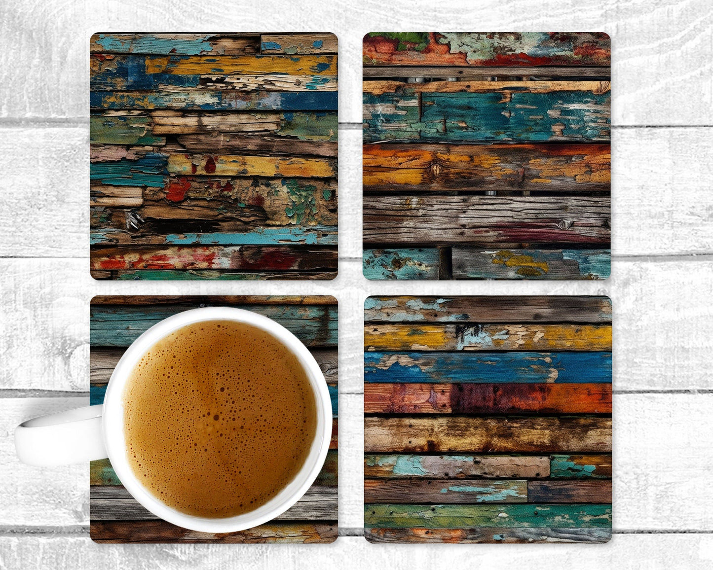 Peeling paint Absorbent Drink Coasters - Individual or set of 4 - Non-Slip Base - Neoprene