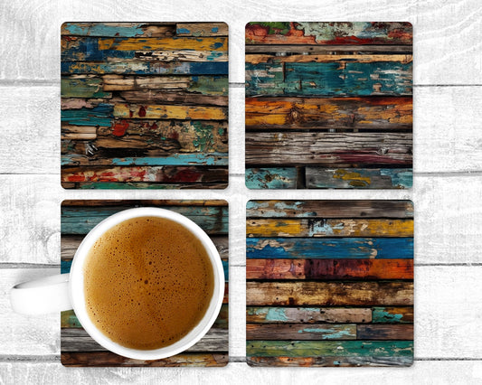 Peeling paint Absorbent Drink Coasters - Individual or set of 4 - Non-Slip Base - Neoprene