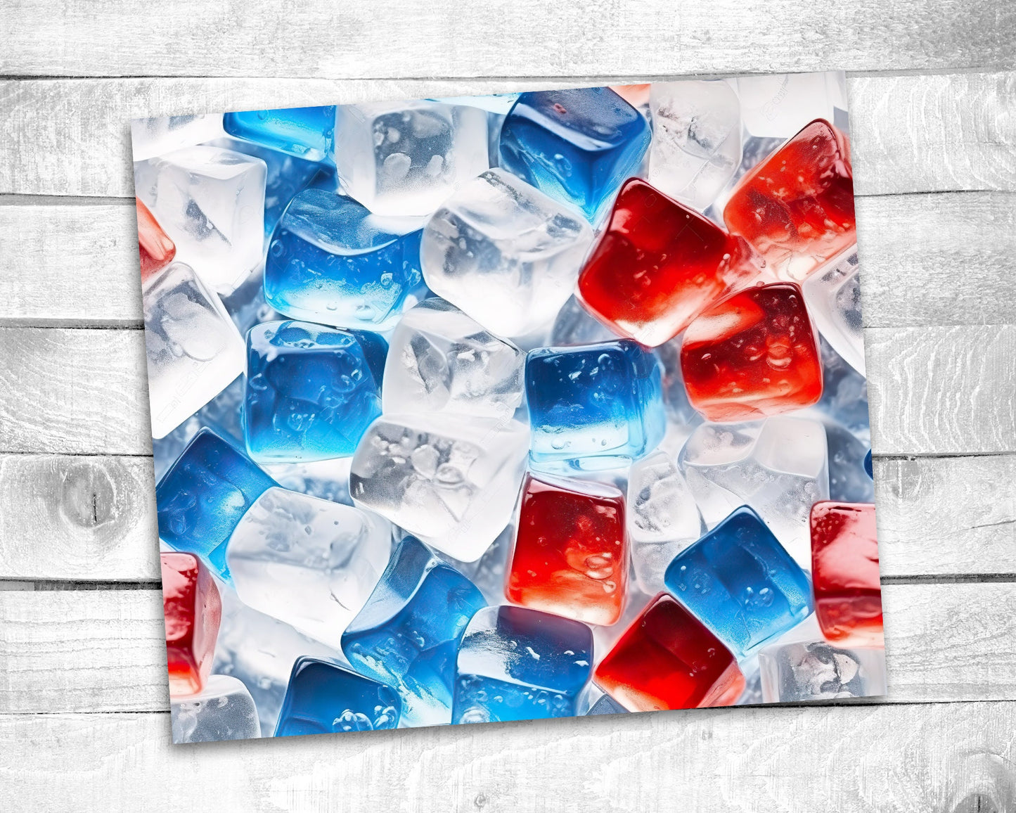 Patriotic Ice - 20oz Skinny Straight Tumbler - Stainless Steel - Travel Cup - Gift - Independence Day - Everyday Use