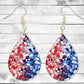 Red White and Blue Kaleidoscope Pierced Earrings - Permanent Design - Silver or Gold Hardware - 4th of July