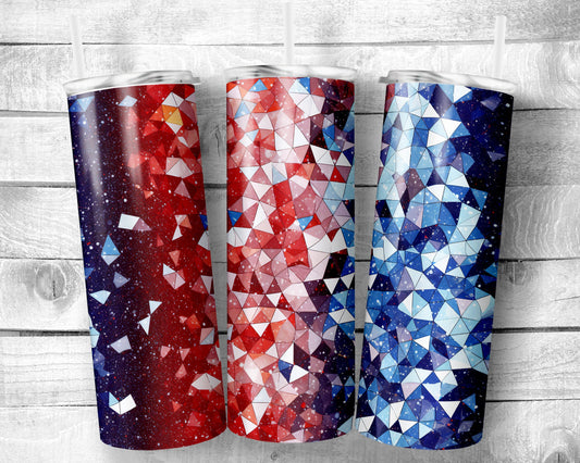 Kaleidoscope - 20oz Skinny Straight Tumbler - Stainless Steel - Travel Cup - Gift - Independence Day - Everyday Use