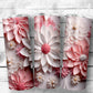 Pink Flowers - 20oz Skinny Straight Tumbler - 3D Design - Stainless Steel - Travel Cup - Gift - Everyday Use