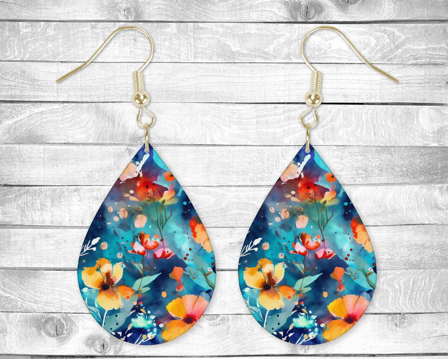 Colorful Flowers Pierced Earrings - Permanent Design - Silver or Gold Hardware