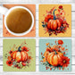Holiday Pumpkins Absorbent Drink Coasters - Individual or set of 4 - Non-Slip Base - Neoprene