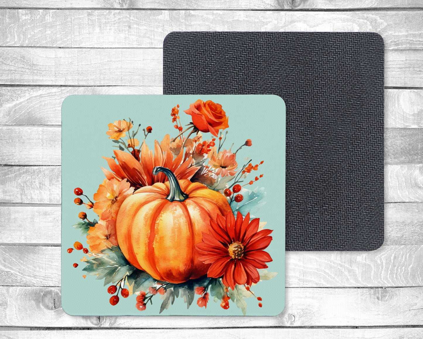 Holiday Pumpkins Absorbent Drink Coasters - Individual or set of 4 - Non-Slip Base - Neoprene