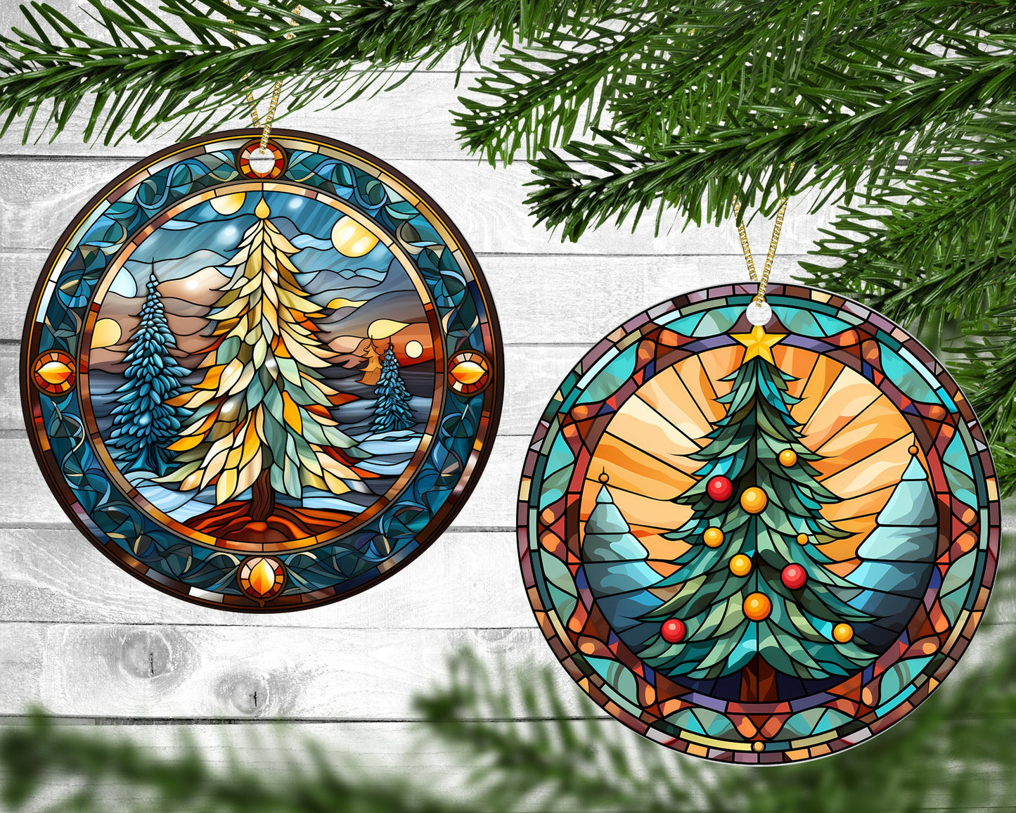 Beautiful Christmas Trees - Christmas Ornaments - Set of 4 - Holiday Gift
