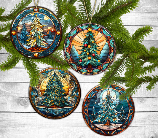 Beautiful Christmas Trees - Christmas Ornaments - Set of 4 - Holiday Gift