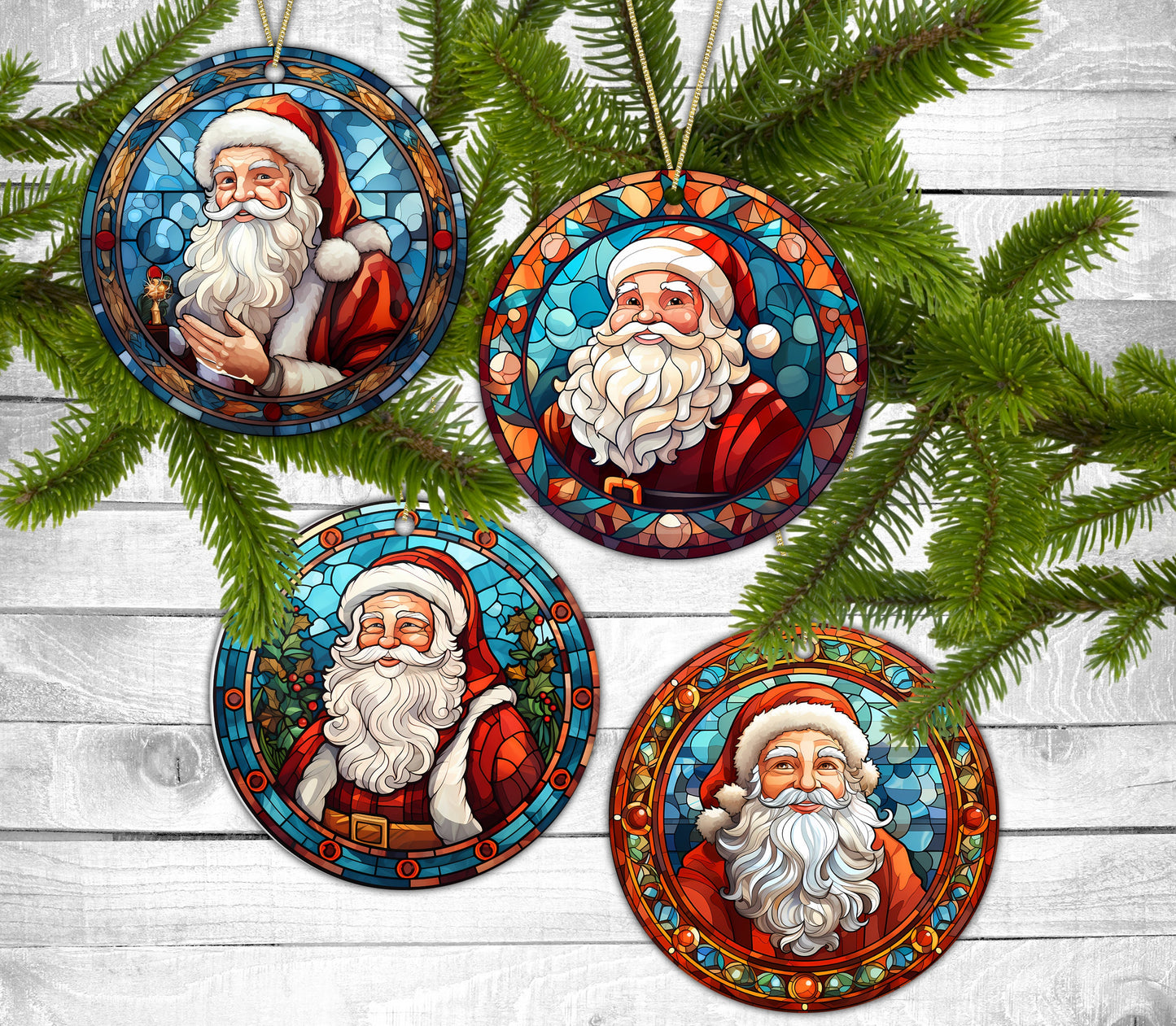 Santa Clause - Christmas Ornaments - Set of 4 - Holiday Gift