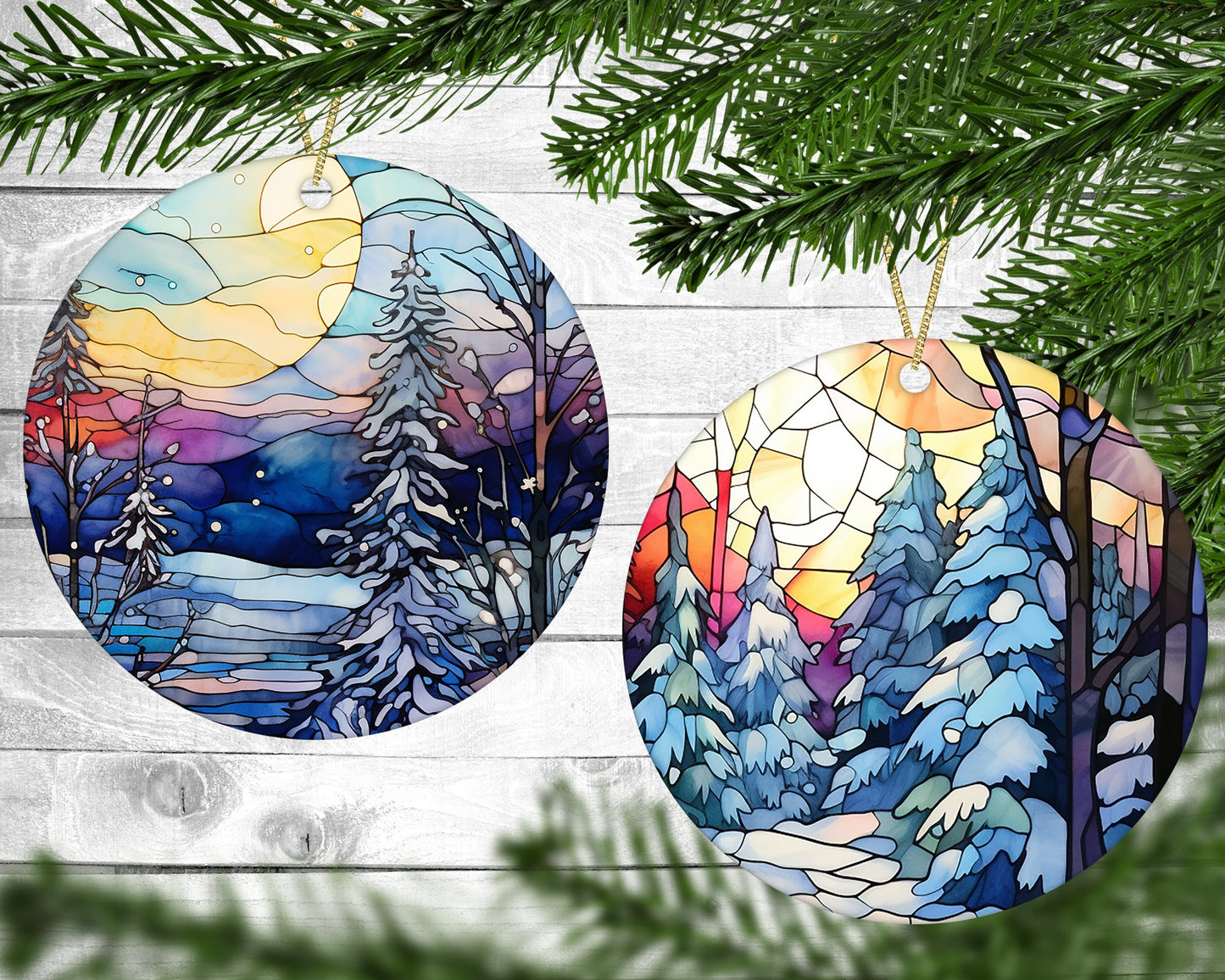 Colorful Winter - Christmas Ornaments - Set of 4 - Holiday Gift