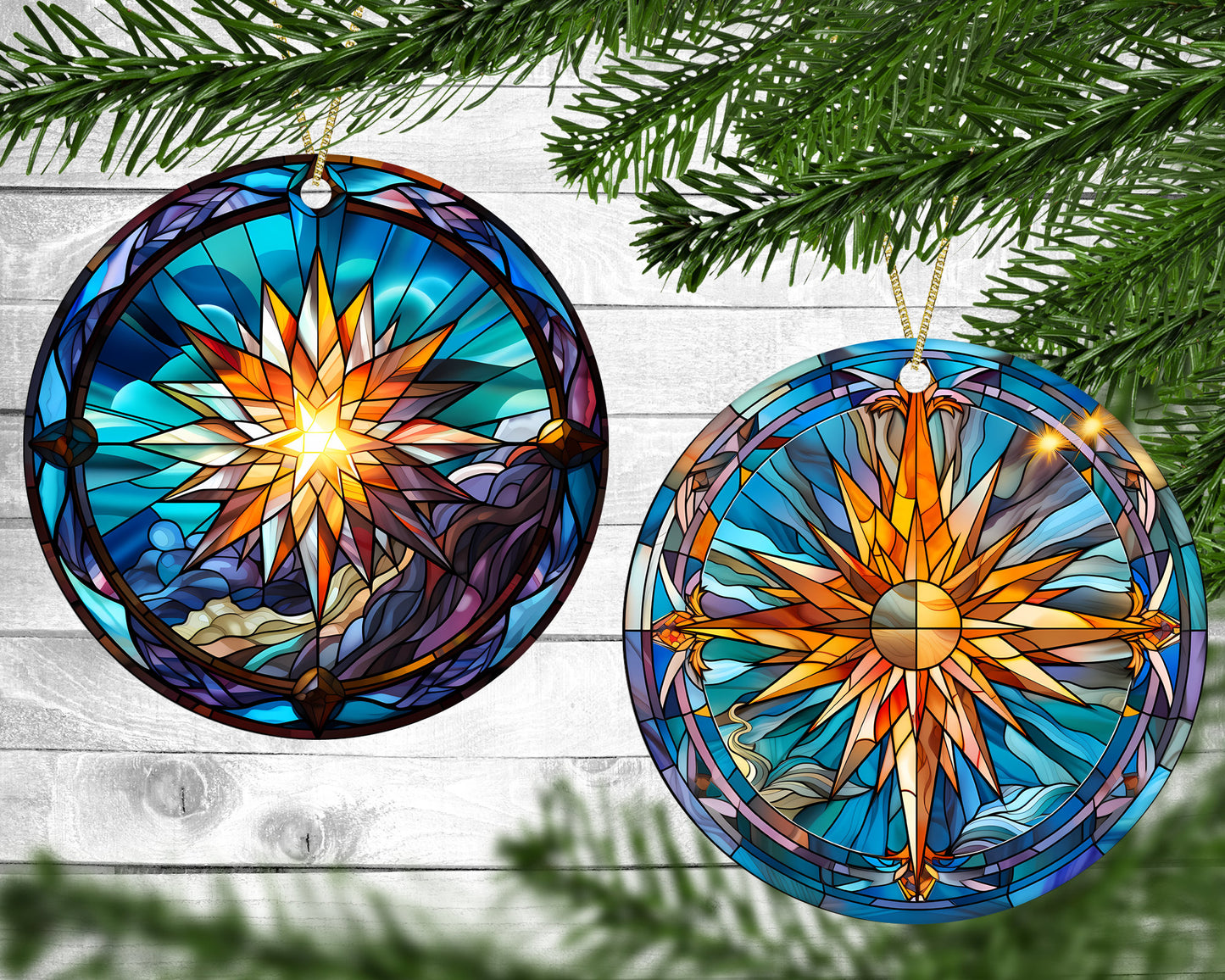 Christmas Star - Christmas Ornaments - Set of 4 - Holiday Gift