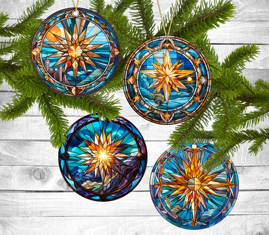 Christmas Star - Christmas Ornaments - Set of 4 - Holiday Gift