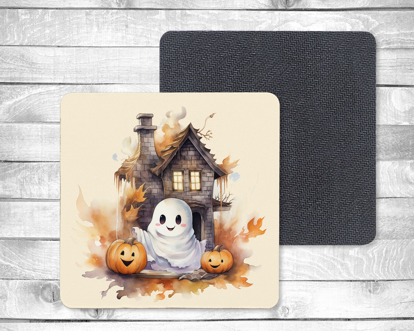 Boo - Absorbent Drink Coasters - Individual or set of 4 - Non-Slip Base - Neoprene