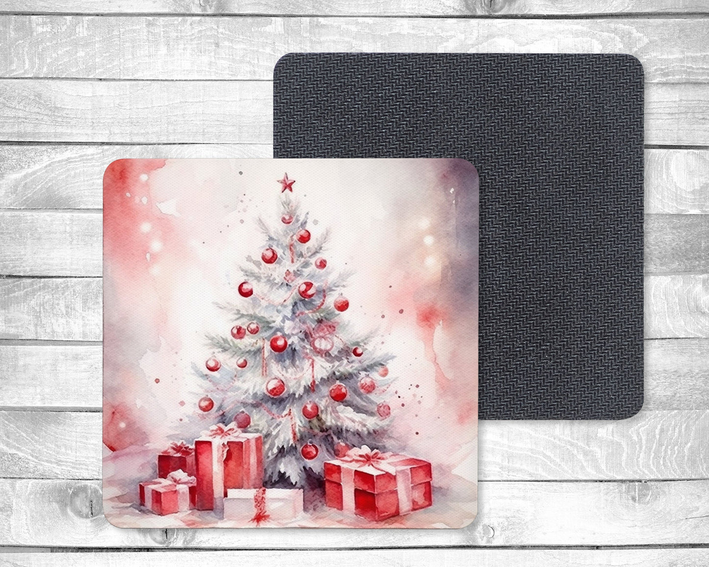 Christmas In Red - Absorbent Drink Coasters - Individual or set of 4 - Non-Slip Base - Neoprene