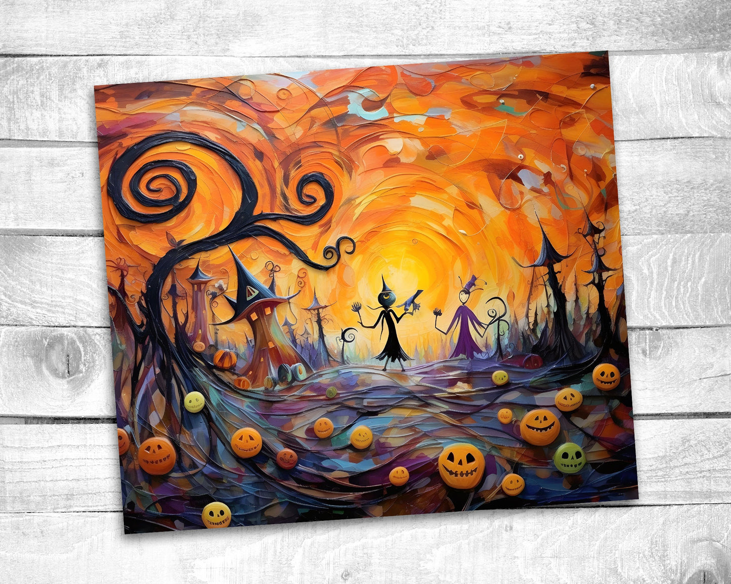 Painted Halloween Tumbler - 20oz Skinny Straight Tumbler - Stainless Steel - Travel Cup - Gift - Everyday Use