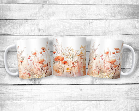 Autumn Wildflowers 11oz Mug - Ceramic - Gift - Everyday Use