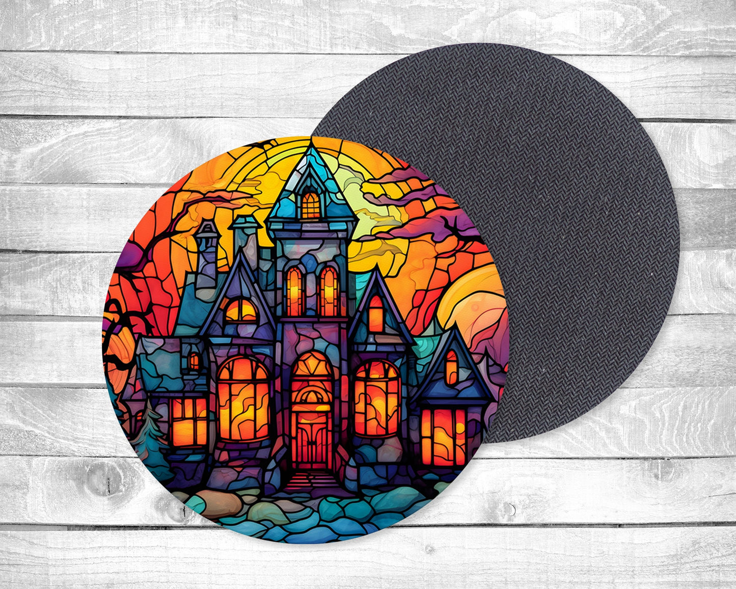 Scary Halloween Absorbent Drink Coasters - Individual or set of 4 - Non-Slip Base - Neoprene