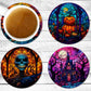 Scary Halloween Absorbent Drink Coasters - Individual or set of 4 - Non-Slip Base - Neoprene