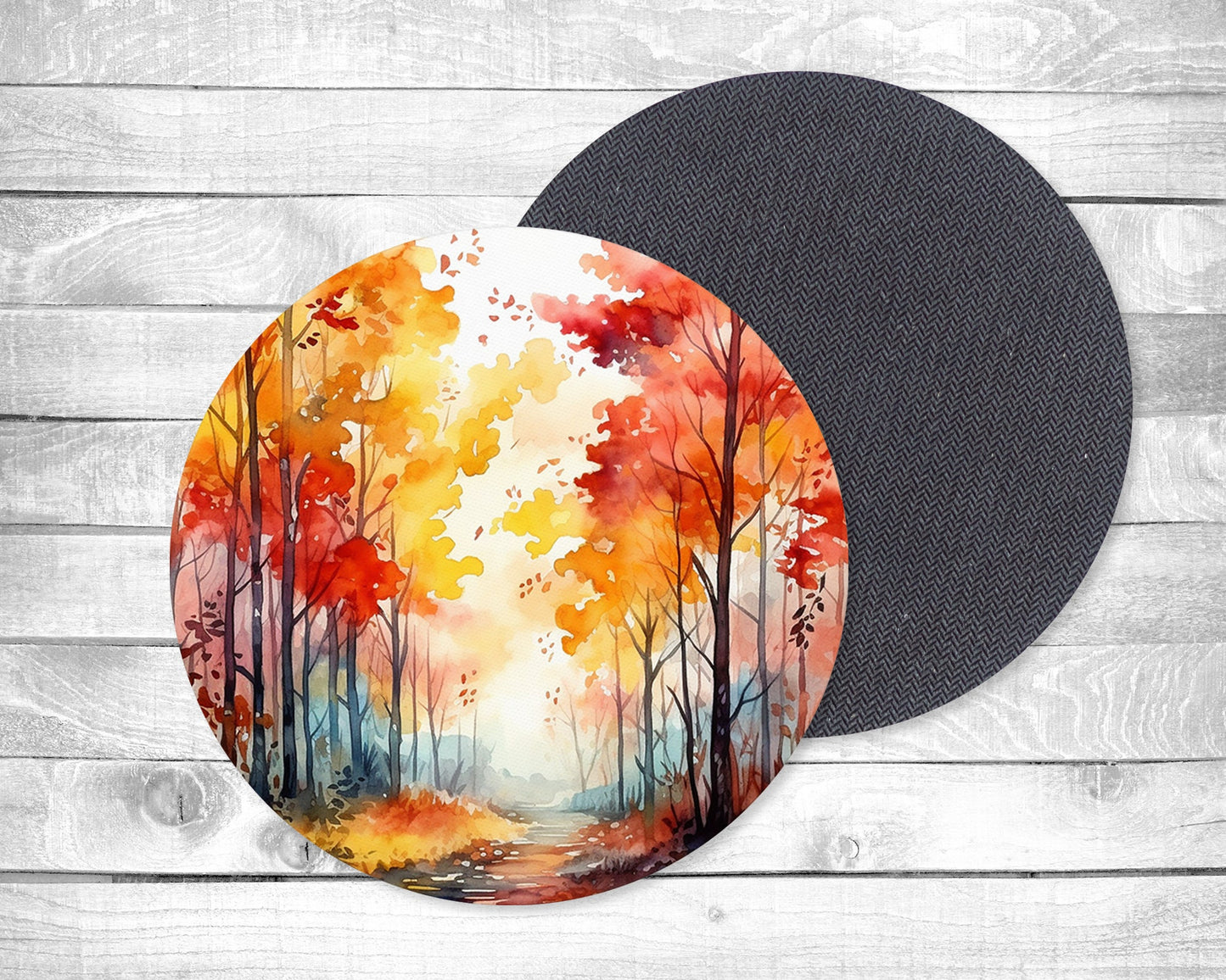 Watercolor Fall Absorbent Drink Coasters - Individual or set of 4 - Non-Slip Base - Neoprene