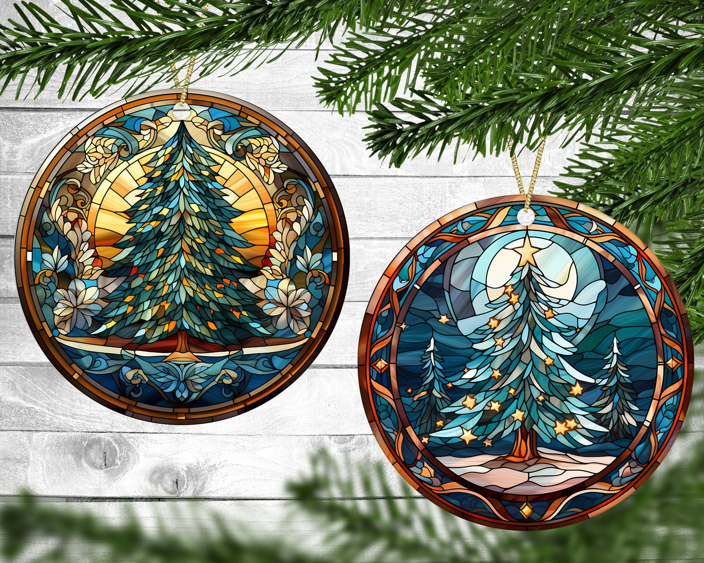 Beautiful Christmas Trees - Christmas Ornaments - Set of 4 - Holiday Gift
