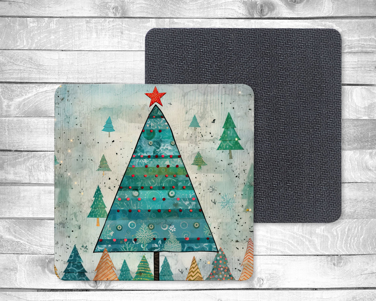 Whimsy Christmas - Absorbent Drink Coasters - Individual or set of 4 - Non-Slip Base - Neoprene