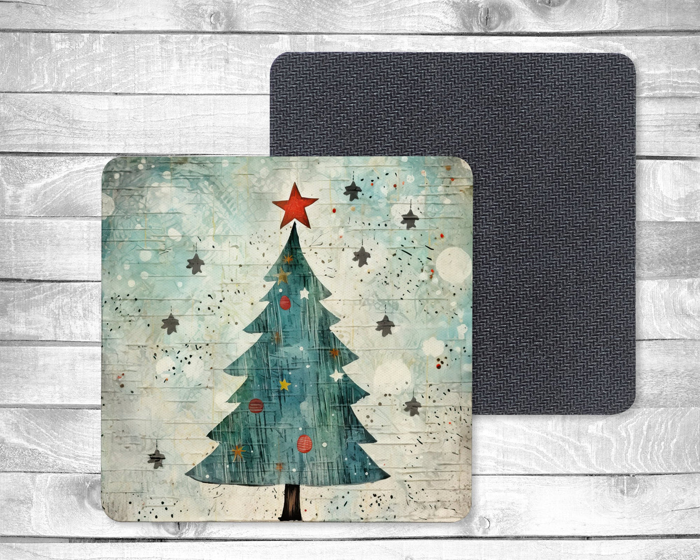 Whimsy Christmas - Absorbent Drink Coasters - Individual or set of 4 - Non-Slip Base - Neoprene