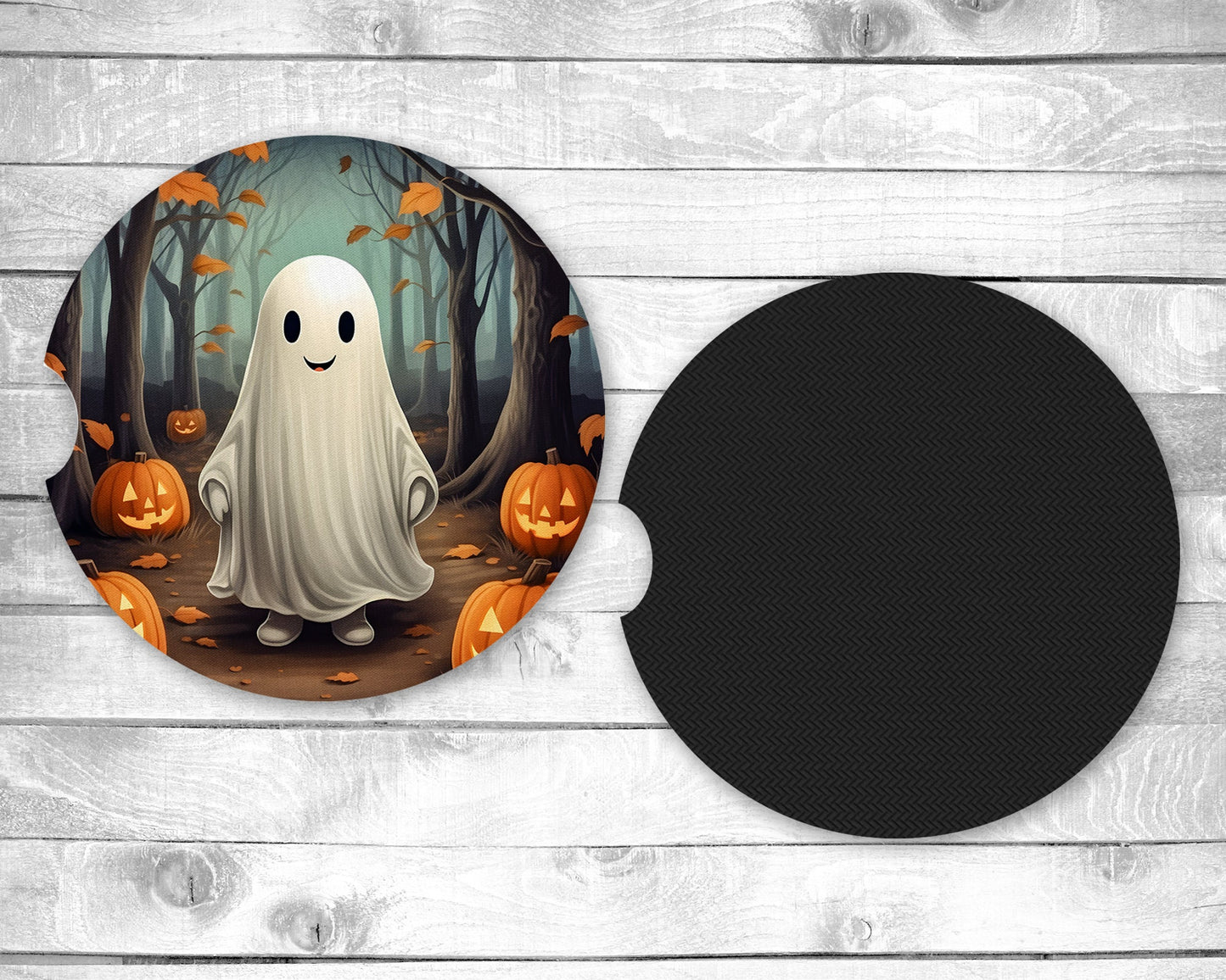 Halloween Night Absorbent Car Coasters - Set of 2 - Non-Slip Base - Neoprene