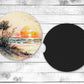 Sunset Beach Absorbent Car Coasters - Set of 2 - Non-Slip Base - Neoprene