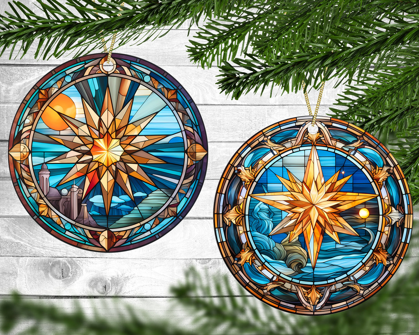 Christmas Star - Christmas Ornaments - Set of 4 - Holiday Gift
