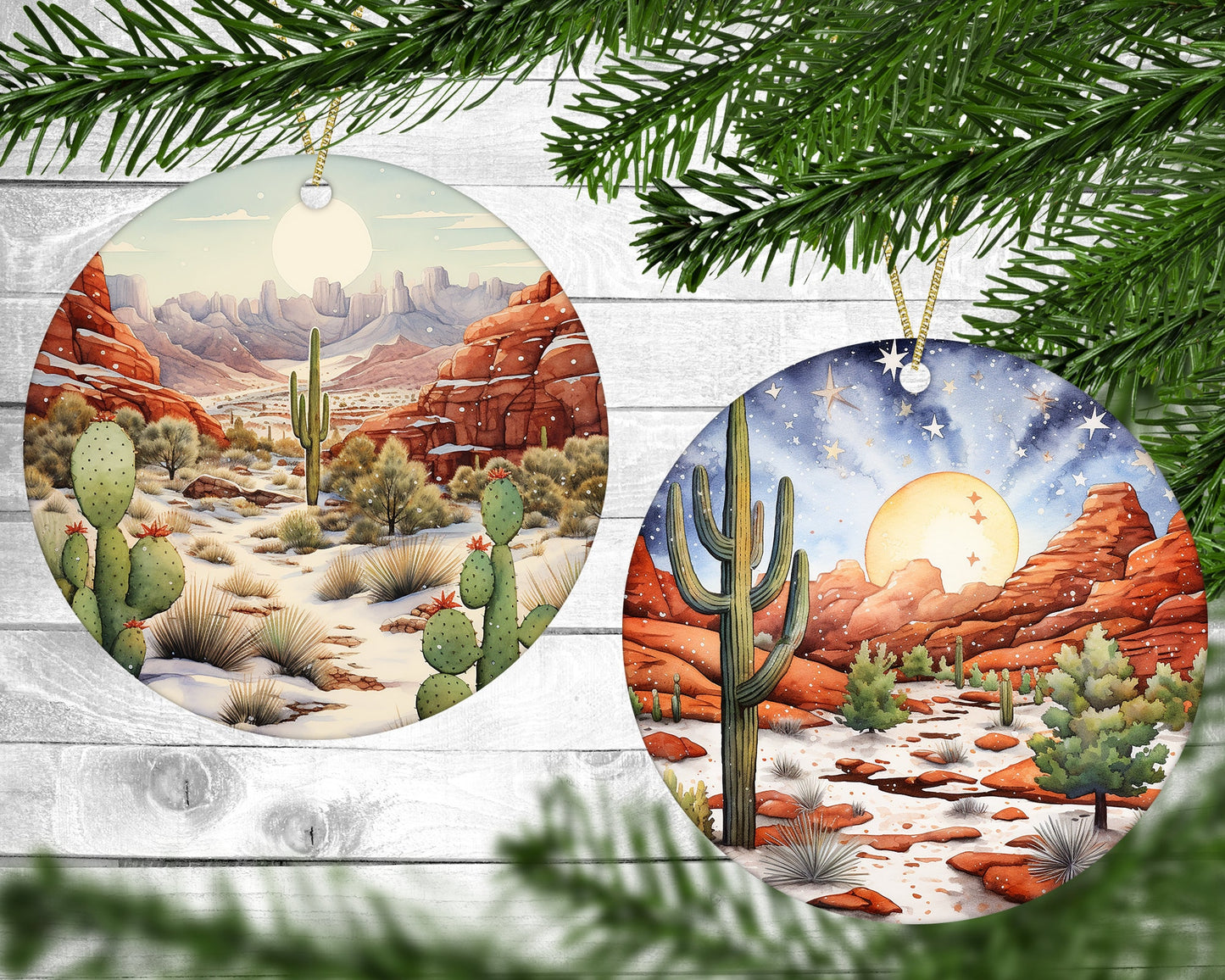 Desert Christmas - Christmas Ornaments - Set of 4 - Holiday Gift