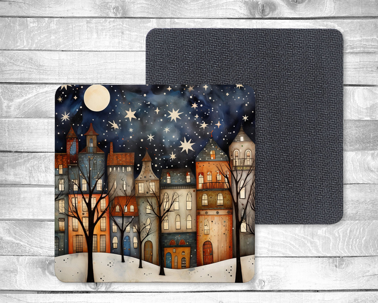 City Sky Absorbent Drink Coasters - Individual or set of 4 - Non-Slip Base - Neoprene