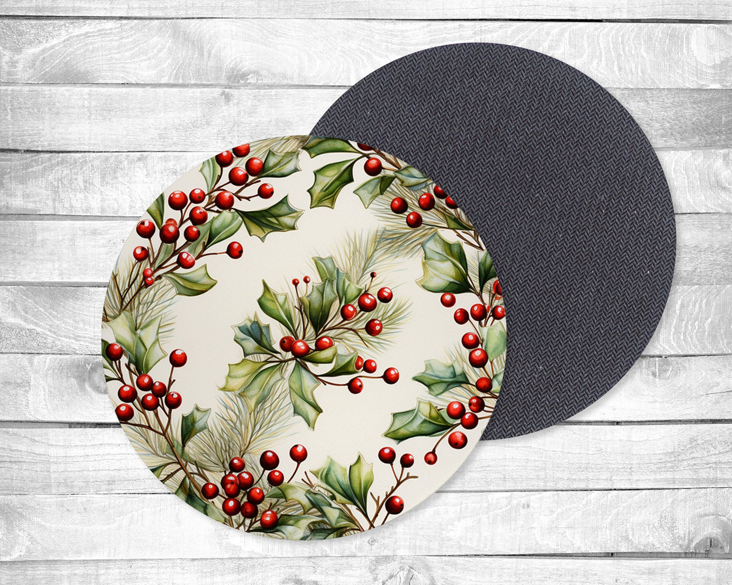 Holly Absorbent Drink Coasters - Individual or set of 4 - Non-Slip Base - Neoprene