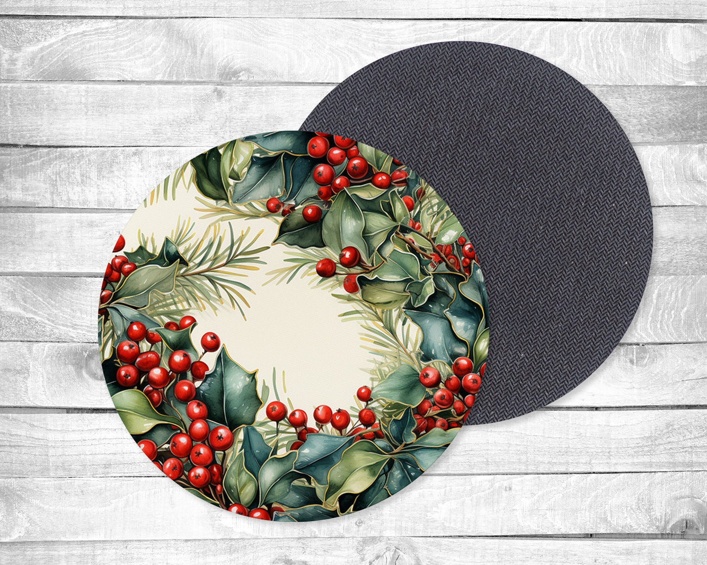 Holly Absorbent Drink Coasters - Individual or set of 4 - Non-Slip Base - Neoprene
