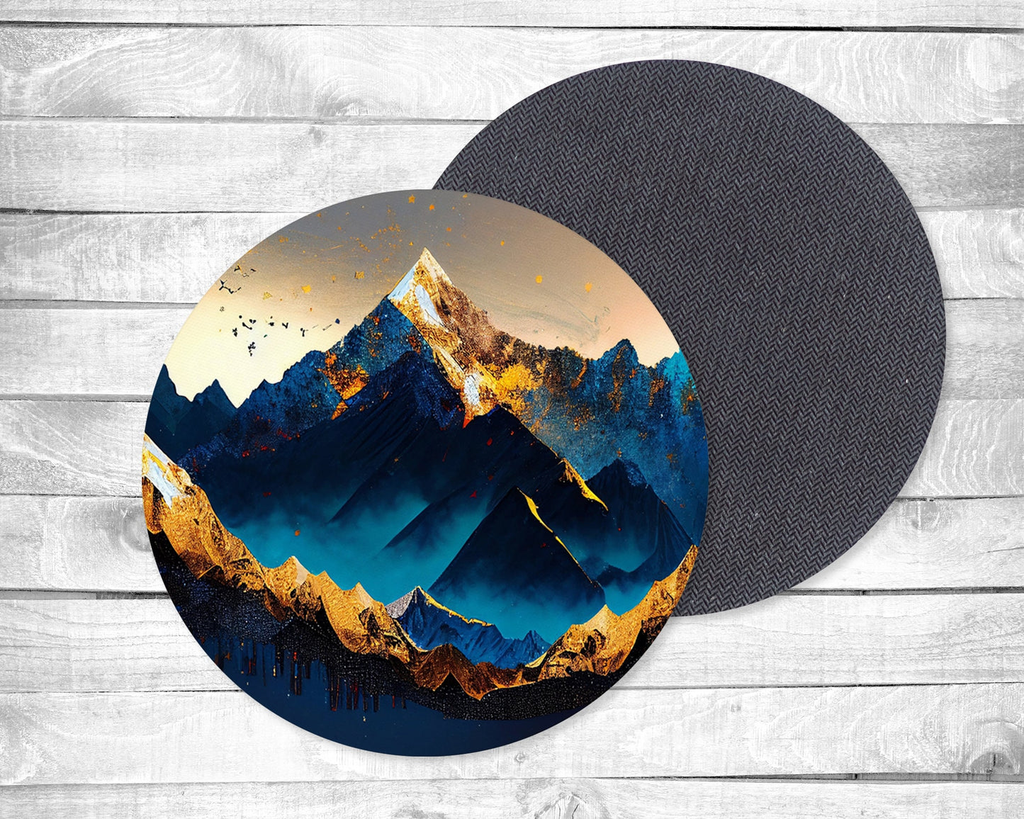 Gold Mountains Absorbent Drink Coasters - Individual or set of 4 - Non-Slip Base - Neoprene