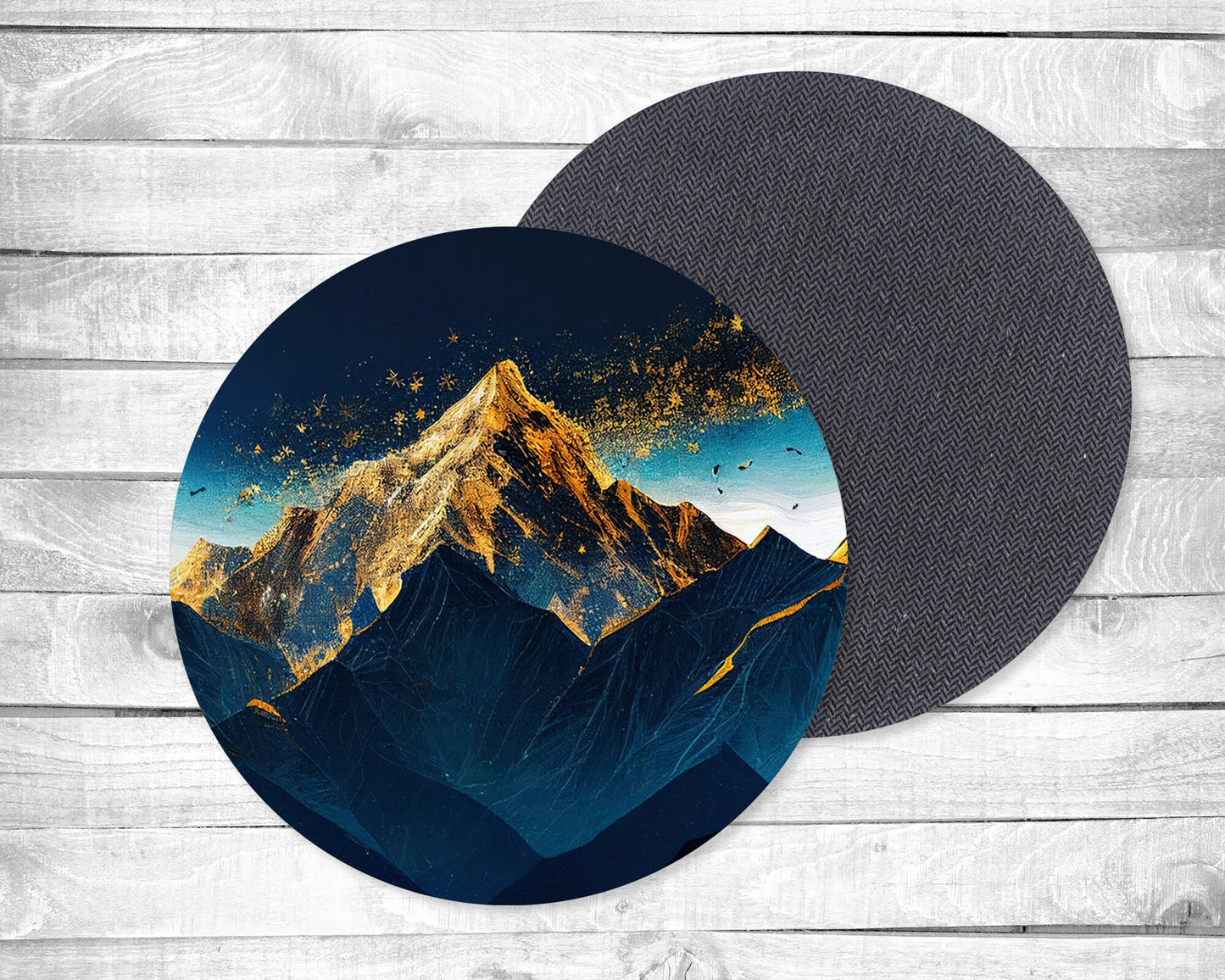 Gold Mountains Absorbent Drink Coasters - Individual or set of 4 - Non-Slip Base - Neoprene