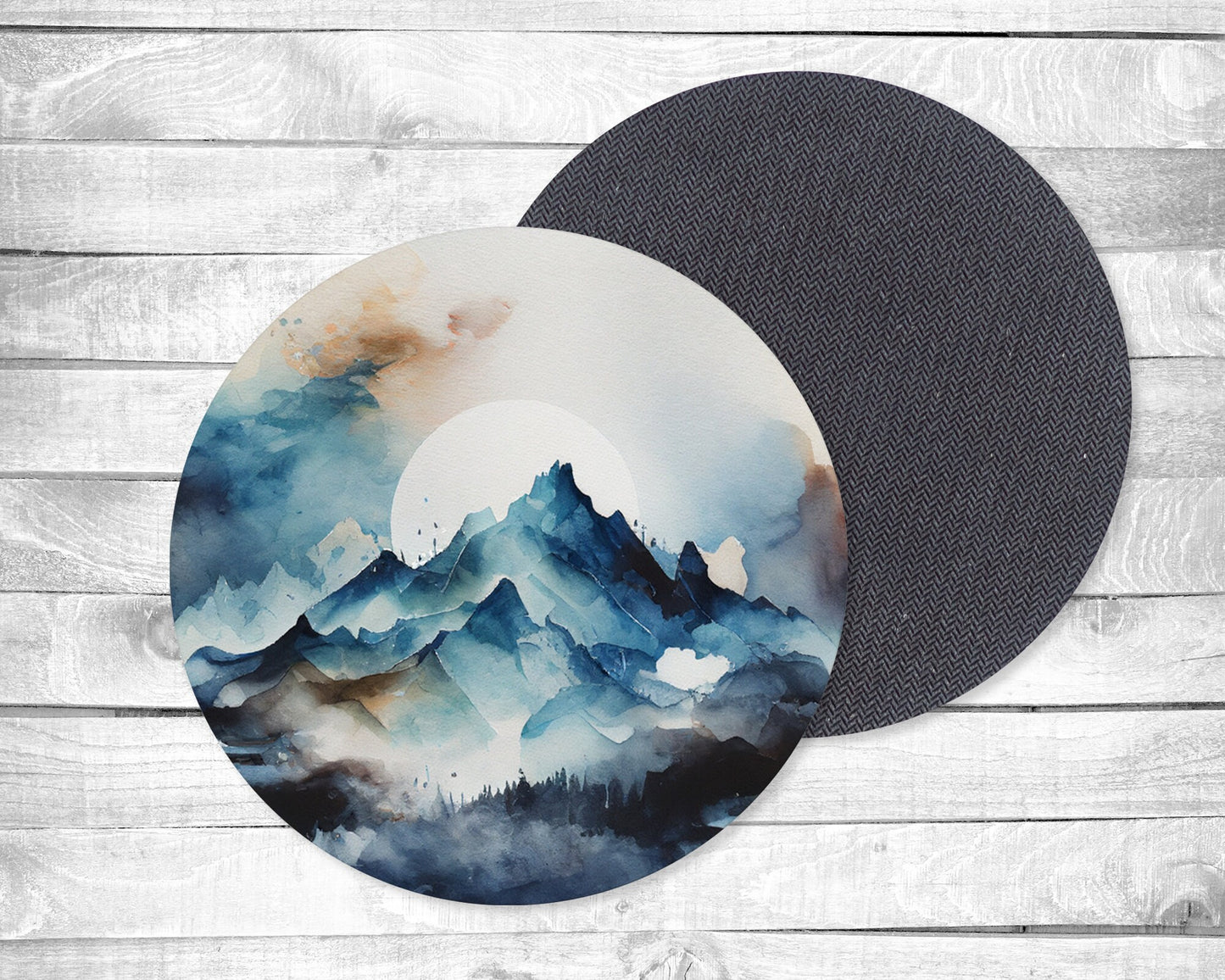 Blue Mountains 2 Absorbent Drink Coasters - Individual or set of 4 - Non-Slip Base - Neoprene