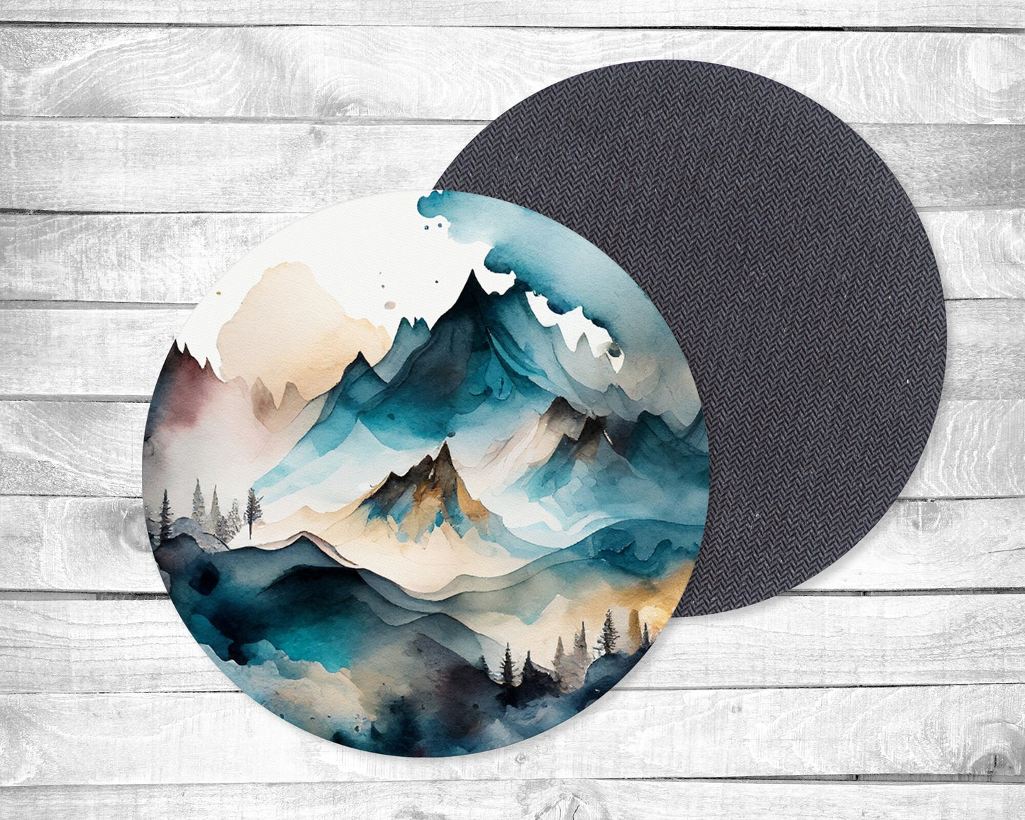 Blue Mountains 2 Absorbent Drink Coasters - Individual or set of 4 - Non-Slip Base - Neoprene
