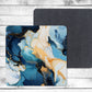 Abstract Blue and Gold Absorbent Drink Coasters - Individual or set of 4 - Non-Slip Base - Neoprene