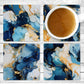 Abstract Blue and Gold Absorbent Drink Coasters - Individual or set of 4 - Non-Slip Base - Neoprene