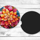 Mandela Flowers Absorbent Car Coasters - Set of 2 - Non-Slip Base - Neoprene