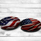 American Flag Absorbent Car Coasters - Set of 2 - Non-Slip Base - Neoprene