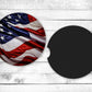 American Flag Absorbent Car Coasters - Set of 2 - Non-Slip Base - Neoprene