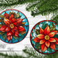 Poinsettia - Christmas Ornaments - Set of 4 - Holiday Gift